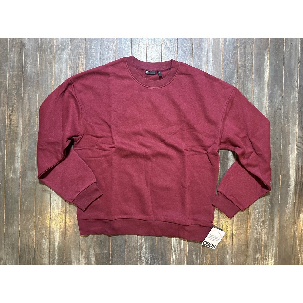 ASOS DESIGN Oversized Sweatshirt Burgundy Crew Neck Pullover New